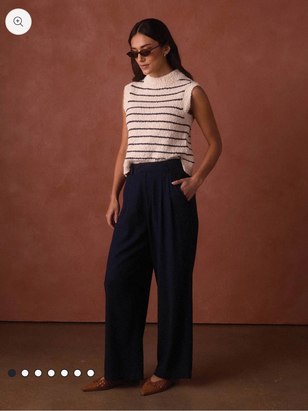 The Normal Brand Louise Knit Tank in Cream/ Navy Stripe Size Medium - Picture 2 of 7